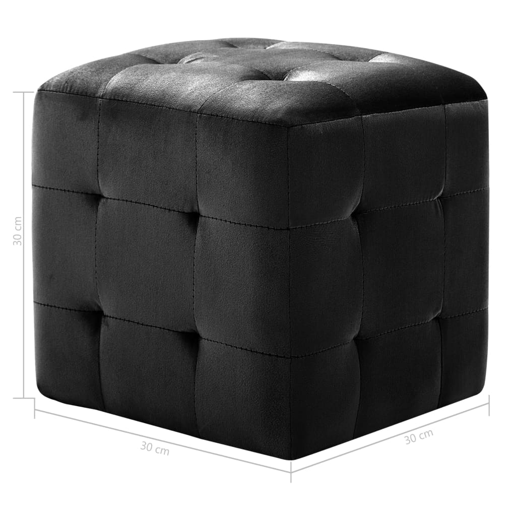 Pouf 2 Stk. Schwarz 30x30x30 cm Samtstoff