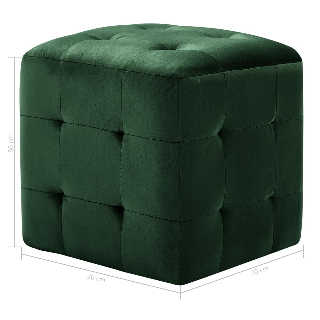 Pouf 2 Stk. Grün 30x30x30 cm Samtstoff