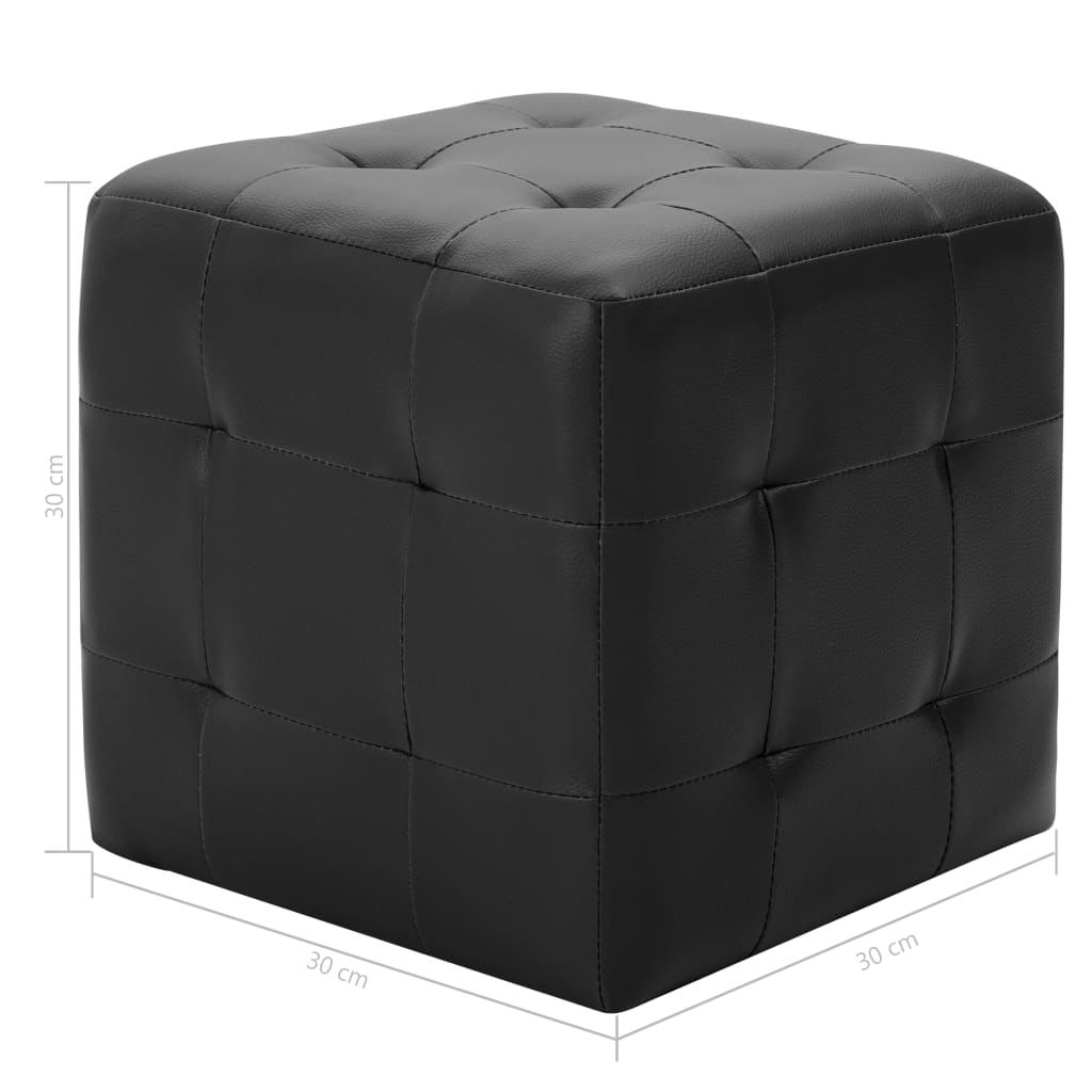 Pouf 2 Stk. Schwarz 30x30x30 cm Kunstleder