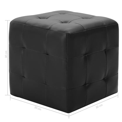 Pouf 2 Stk. Schwarz 30x30x30 cm Kunstleder