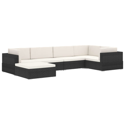 Modular-Sofa-Mittelteil 1 Stk. + Auflagen Poly Rattan Schwarz