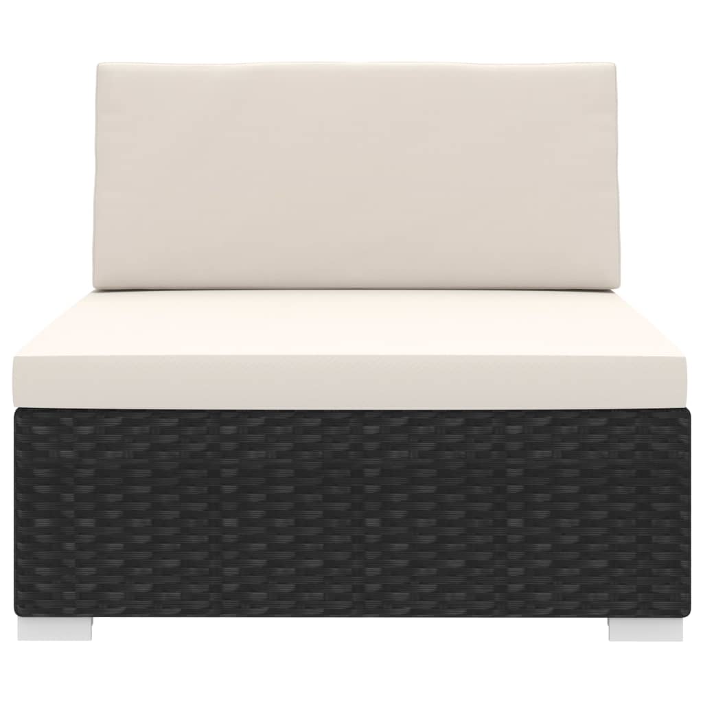 Modular-Sofa-Mittelteil 1 Stk. + Auflagen Poly Rattan Schwarz