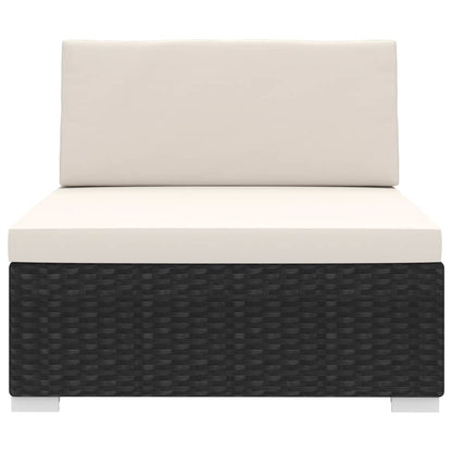 Modular-Sofa-Mittelteil 1 Stk. + Auflagen Poly Rattan Schwarz