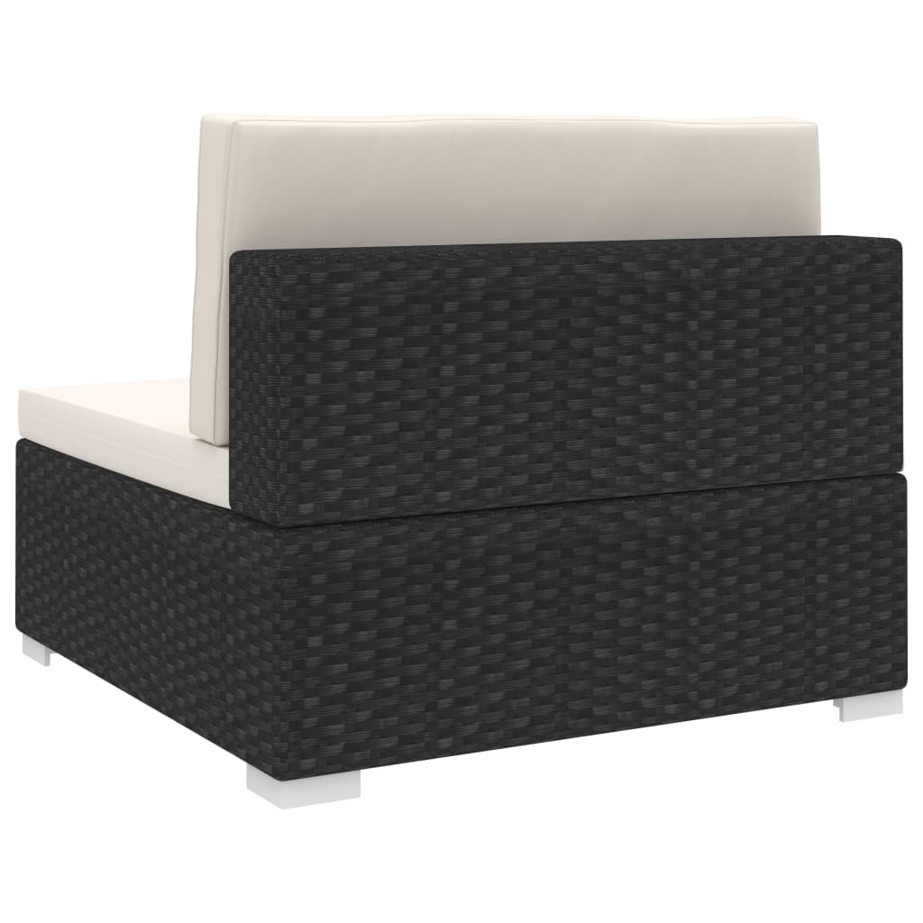 Modular-Sofa-Mittelteil 1 Stk. + Auflagen Poly Rattan Schwarz