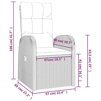 Garten-Liegestühle 2 Stk. mit Auflagen Poly Rattan Schwarz