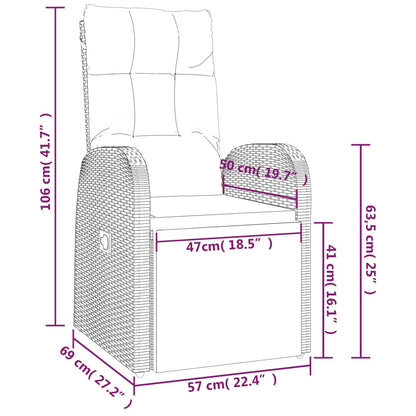 Garten-Liegestuhl mit Auflage Poly Rattan Schwarz