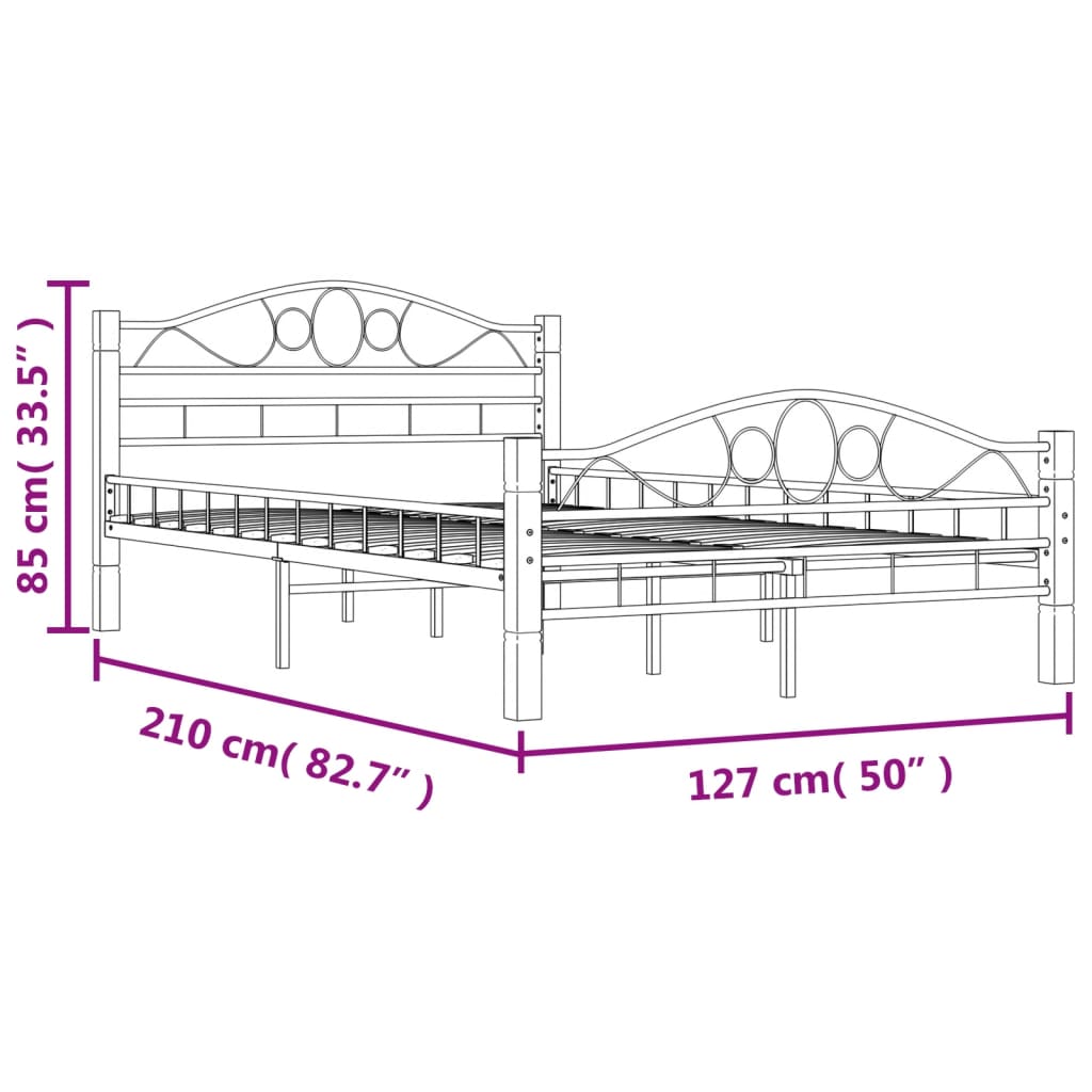 Bettgestell Schwarz Metall 120x200 cm