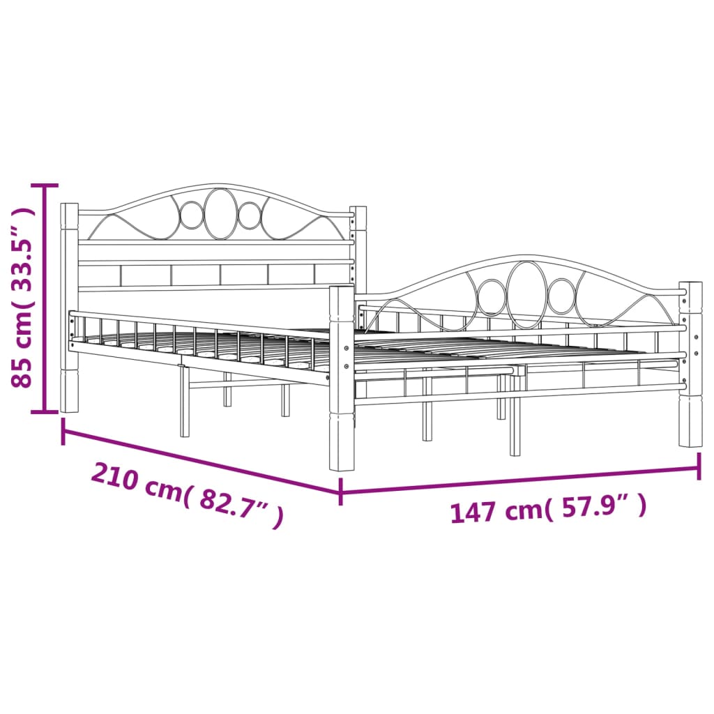 Bettgestell Schwarz Metall 140×200 cm