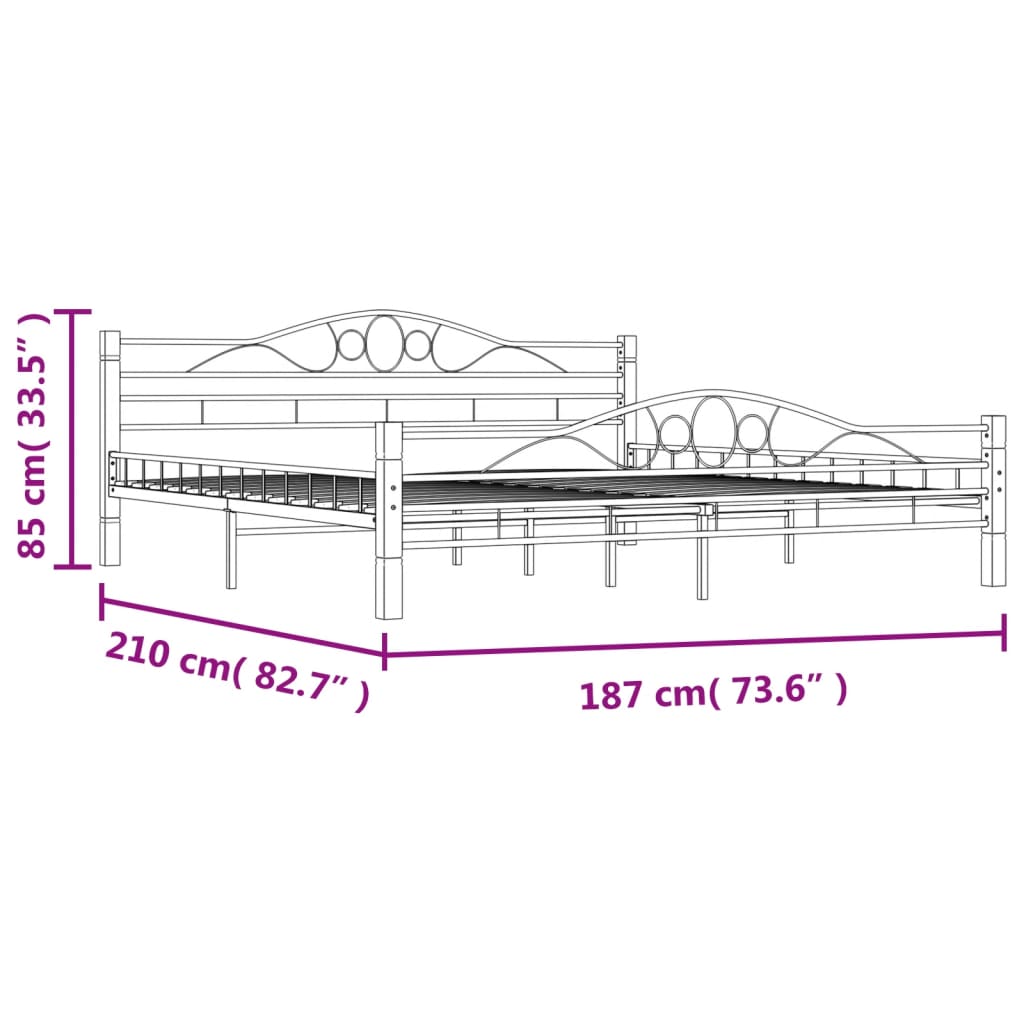 Bettgestell Schwarz Metall 180×200 cm