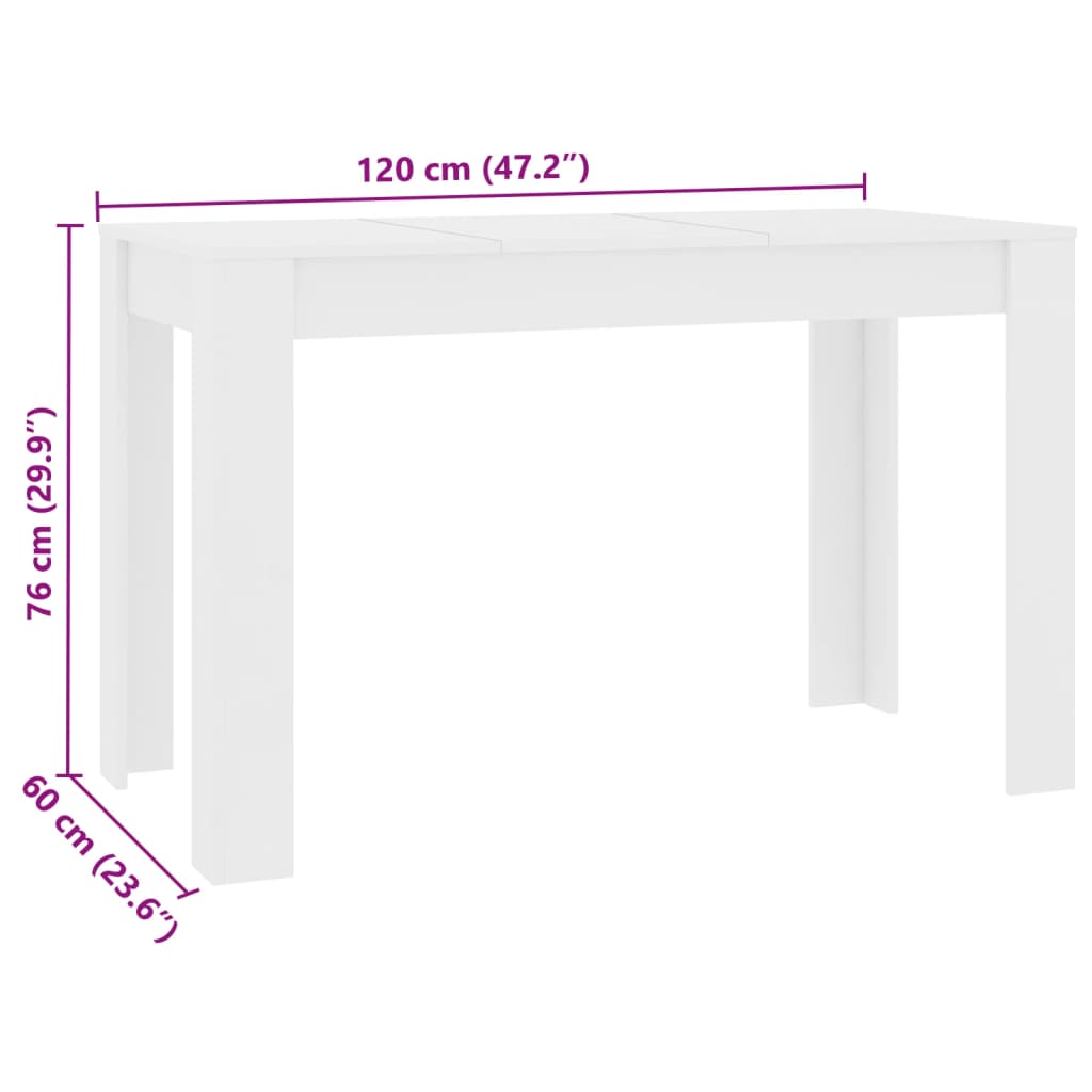 Esstisch Weiß 120x60x76 cm Holzwerkstoff