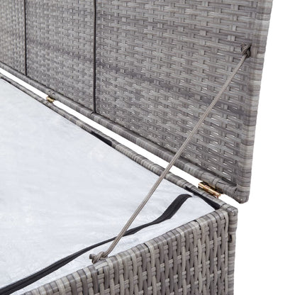 Garten-Auflagenbox Grau 150x50x60 cm Poly Rattan