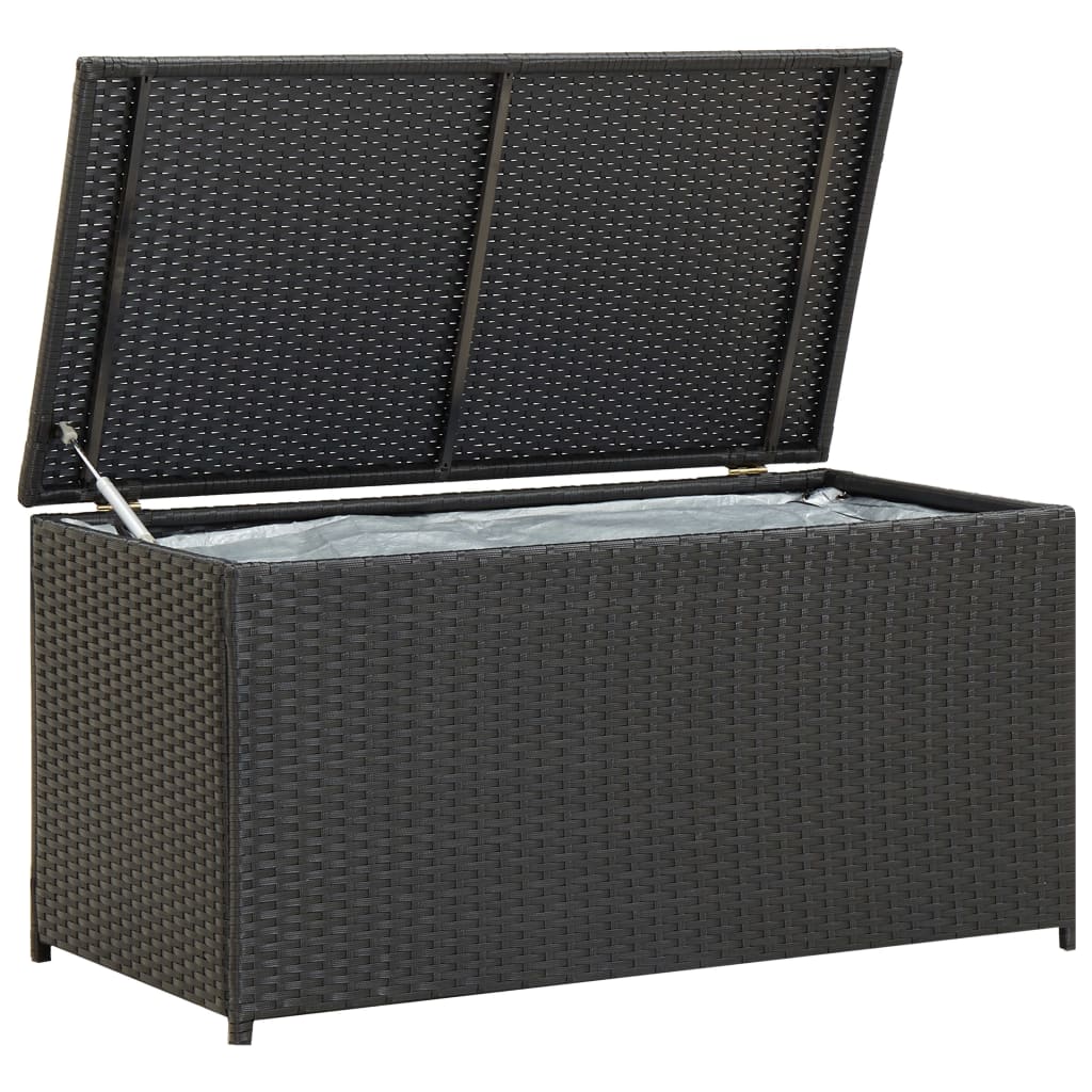 Gartenbox Poly Rattan 100x50x50 cm Schwarz