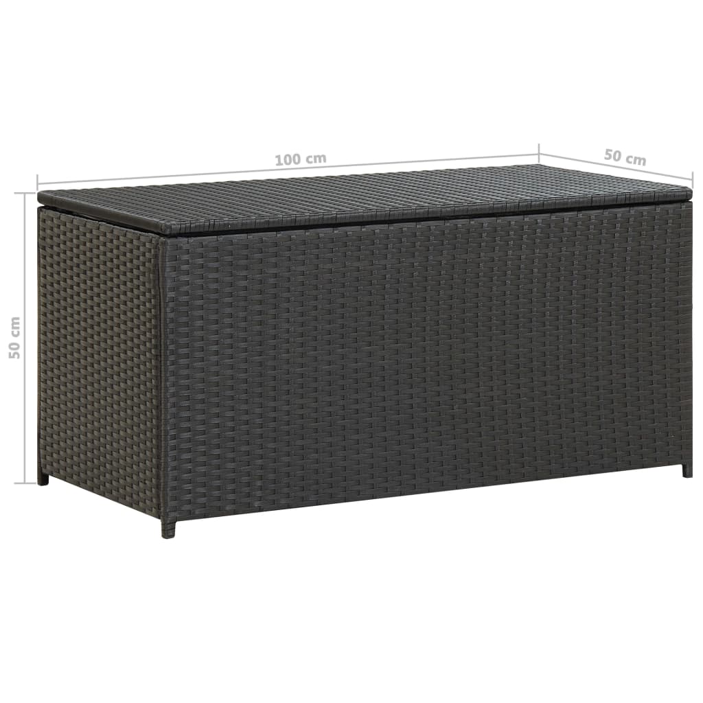 Gartenbox Poly Rattan 100x50x50 cm Schwarz