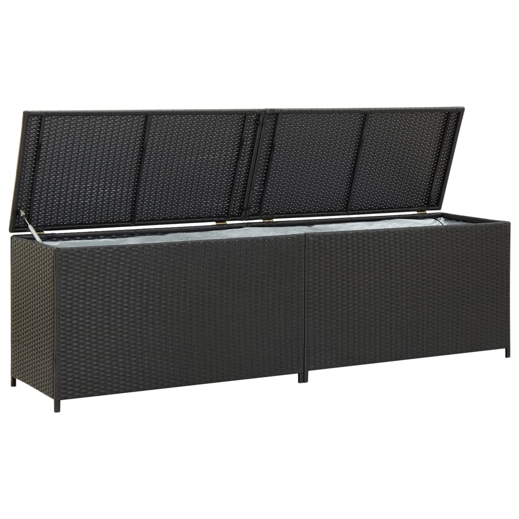 Gartenbox Poly Rattan 200x50x60 cm Schwarz