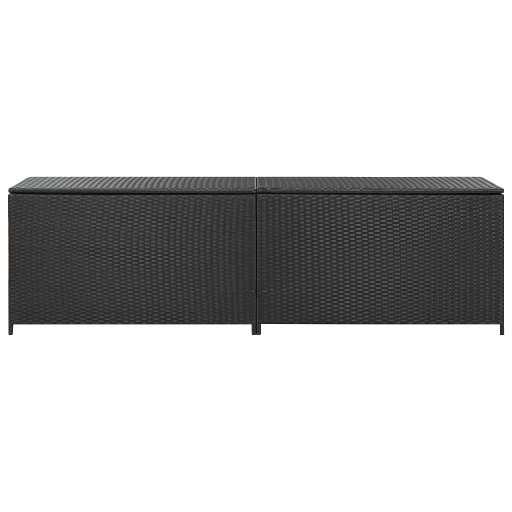 Gartenbox Poly Rattan 200x50x60 cm Schwarz