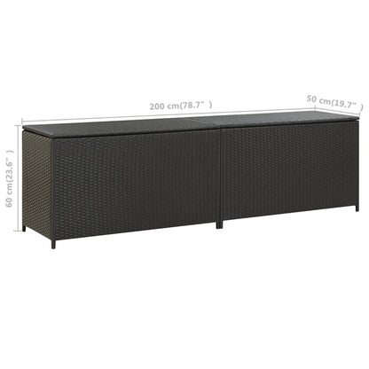 Gartenbox Poly Rattan 200x50x60 cm Schwarz