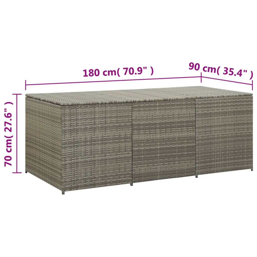 Gartenbox Poly Rattan 180x90x70 cm Grau