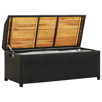 Sitzbank mit Stauraum 120 cm Poly Rattan Schwarz