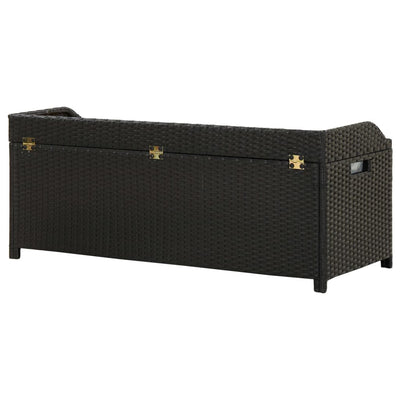 Sitzbank mit Stauraum 120 cm Poly Rattan Schwarz