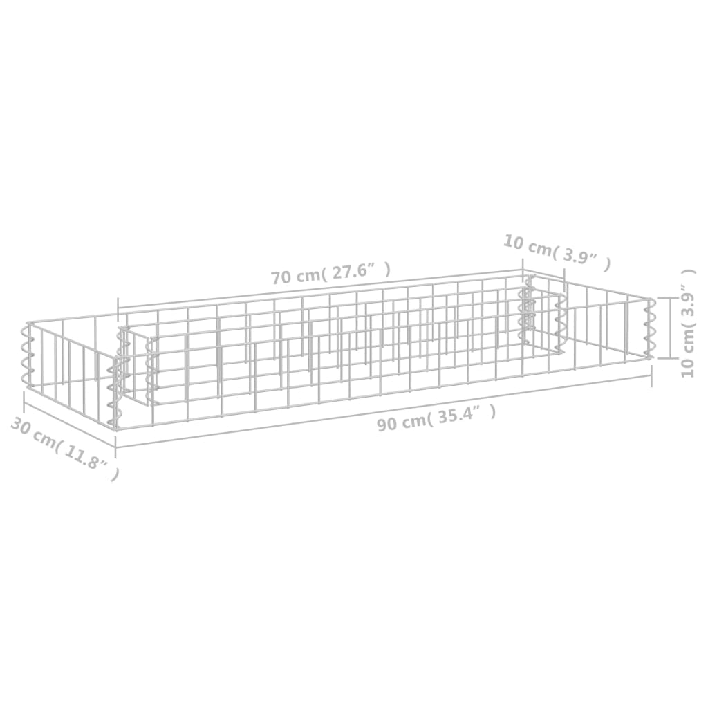 vidaXL Gabionen-Hochbeet Verzinkter Stahl 90x30x10 cm