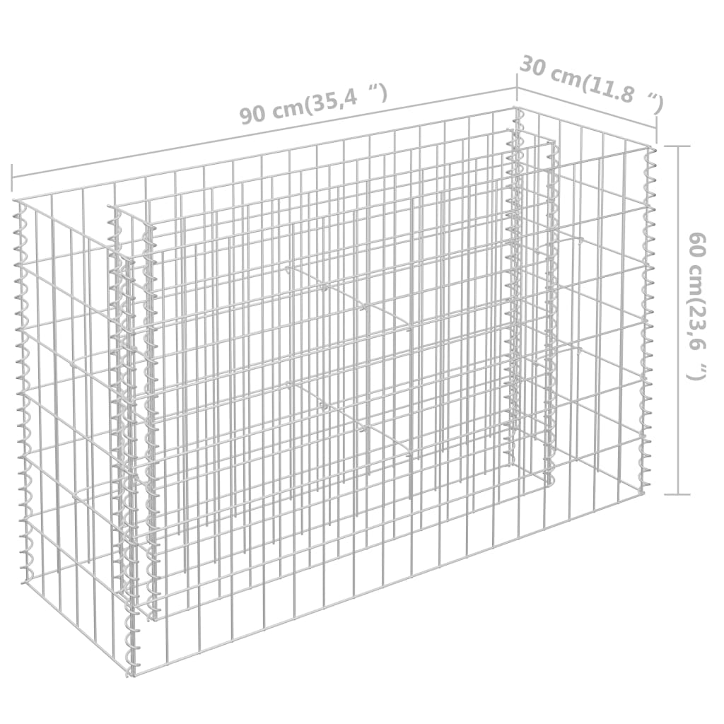 Gabionen-Hochbeet Verzinkter Stahl 90×30×60 cm