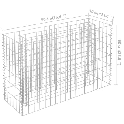 Gabionen-Hochbeet Verzinkter Stahl 90×30×60 cm