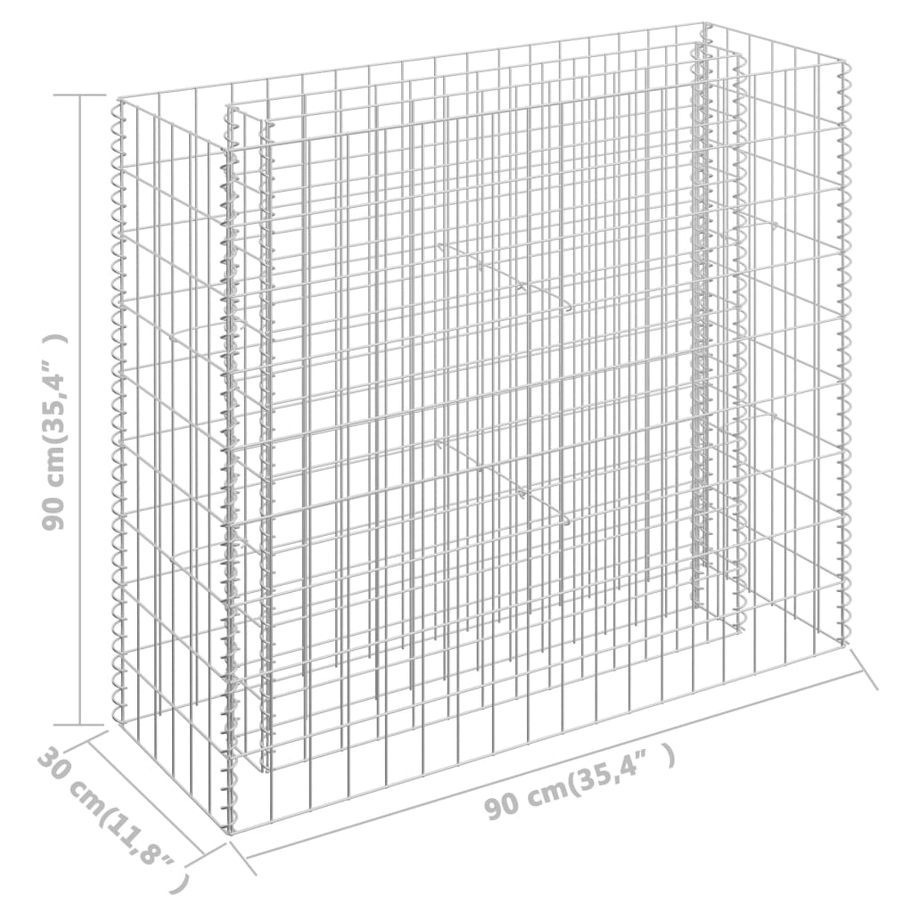 vidaXL Gabionen-Hochbeet Verzinkter Stahl 90×30×90 cm