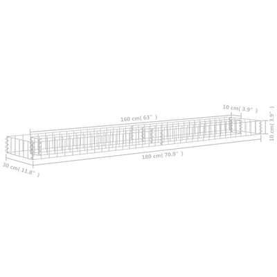 vidaXL Gabionen-Hochbeet Verzinkter Stahl 180x30x10 cm