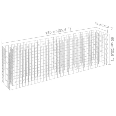 vidaXL Gabionen-Hochbeet Verzinkter Stahl 180×30×60 cm