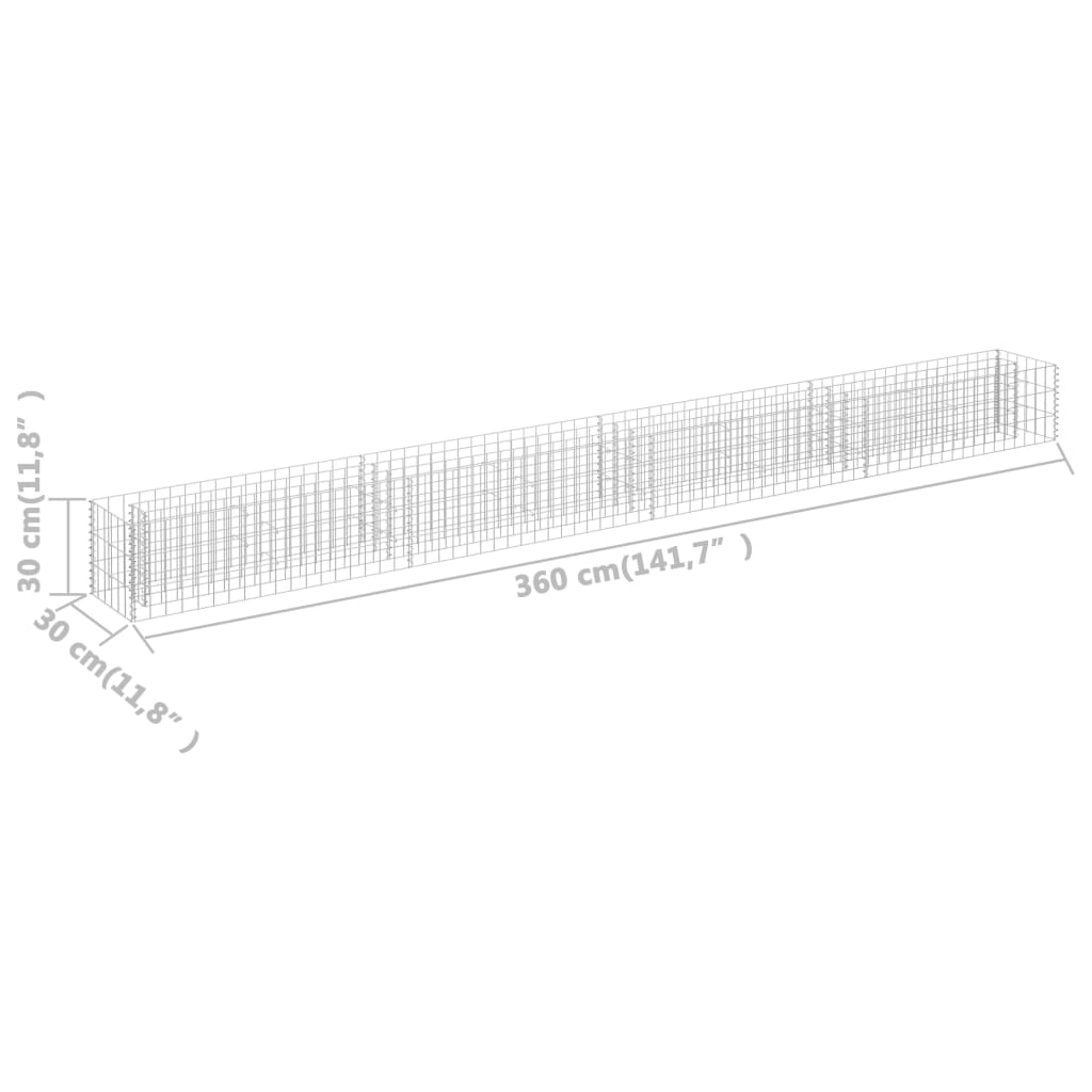 vidaXL Gabionen-Hochbeet Verzinkter Stahl 360×30×30 cm