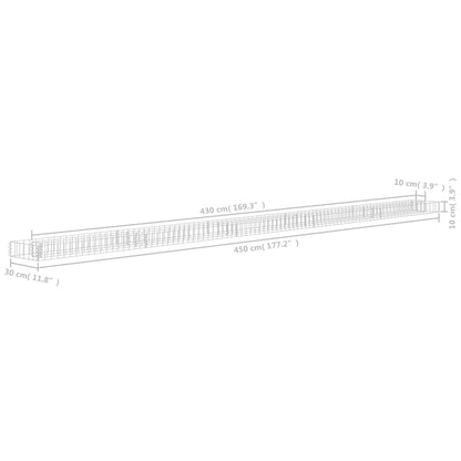 Gabionen-Hochbeet Verzinkter Stahl 450x30x10 cm