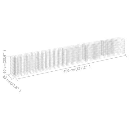 vidaXL Gabionen-Hochbeet Verzinkter Stahl 450×30×60 cm