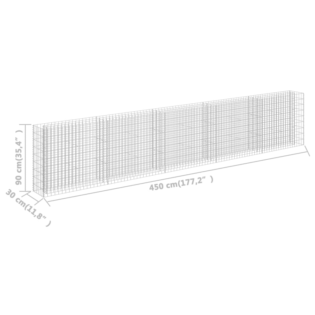 vidaXL Gabionen-Hochbeet Verzinkter Stahl 450×30×90 cm