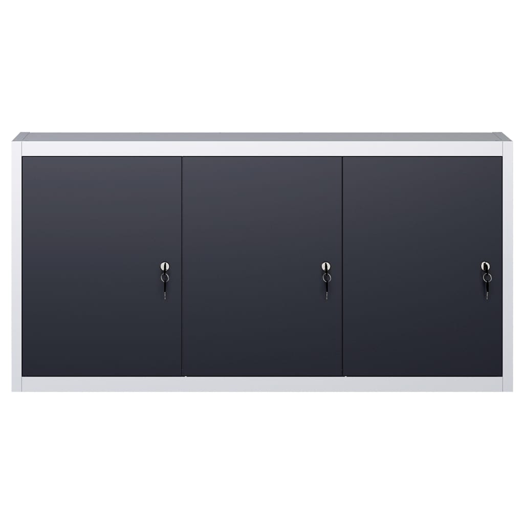 Wand-Werkzeugschrank Industriedesign Metall Grau und Schwarz