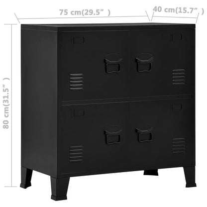 Lagerschrank Industrial Schwarz 75x40x80 cm Stahl