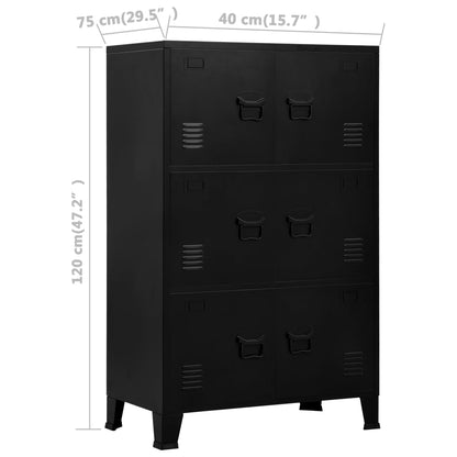 Lagerschrank Industrial Schwarz 75x40x120 cm Stahl