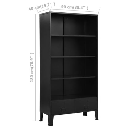 Bücherregal Industrie-Stil Schwarz 90x40x180 cm Stahl