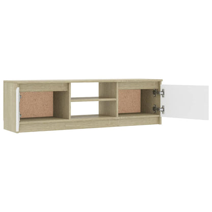 TV-Schrank Weiß und Sonoma-Eiche 120×30×35,5 cm Holzwerkstoff