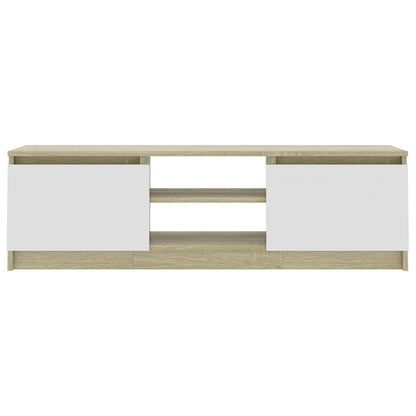 TV-Schrank Weiß und Sonoma-Eiche 120×30×35,5 cm Holzwerkstoff