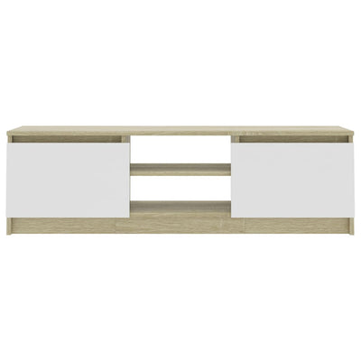 TV-Schrank Weiß und Sonoma-Eiche 120×30×35,5 cm Holzwerkstoff