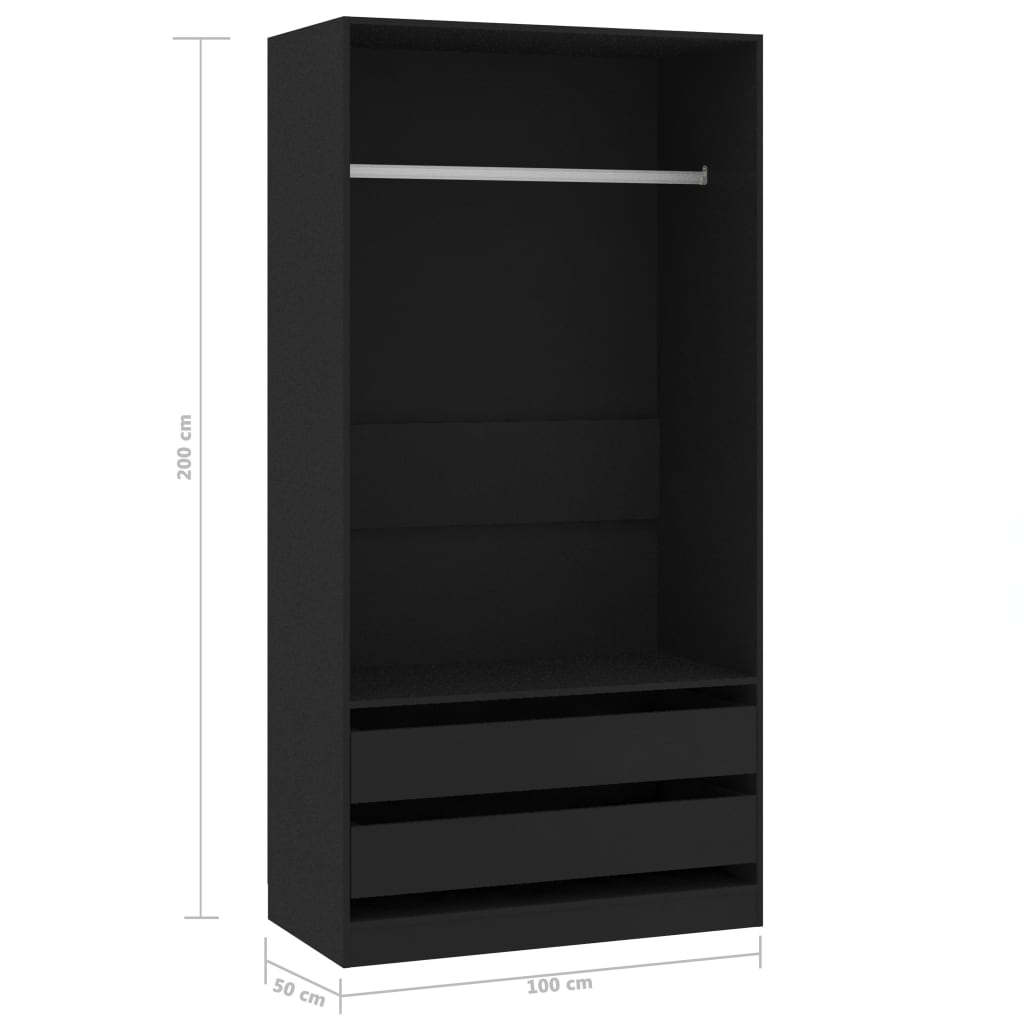 Kleiderschrank Schwarz 100x50x200 cm Holzwerkstoff