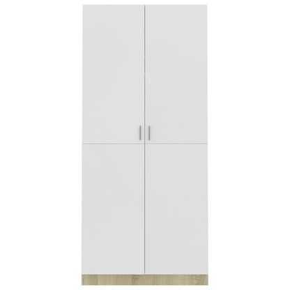 Kleiderschrank Weiß Sonoma-Eiche 90x52x200 cm Holzwerkstoff