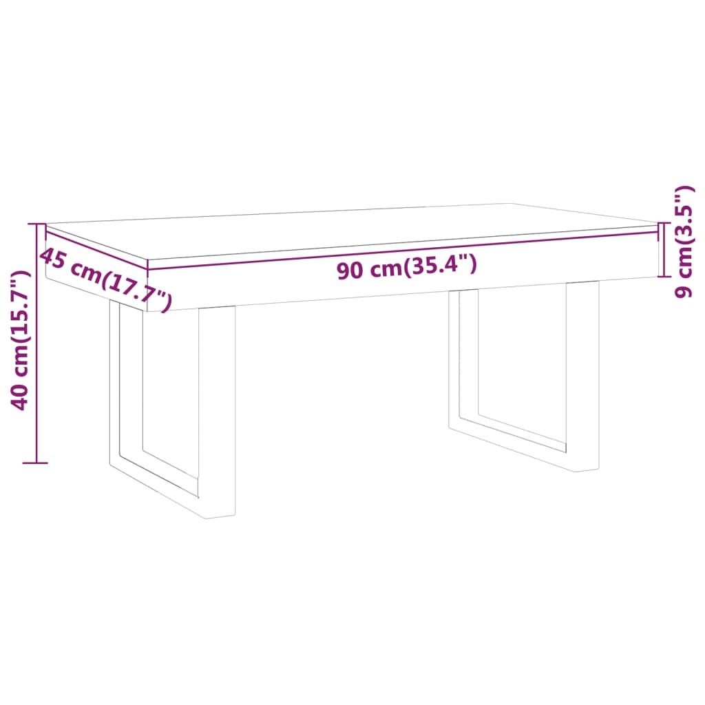 Couchtisch Dunkelbraun und Schwarz 90x45x40 cm MDF und Eisen