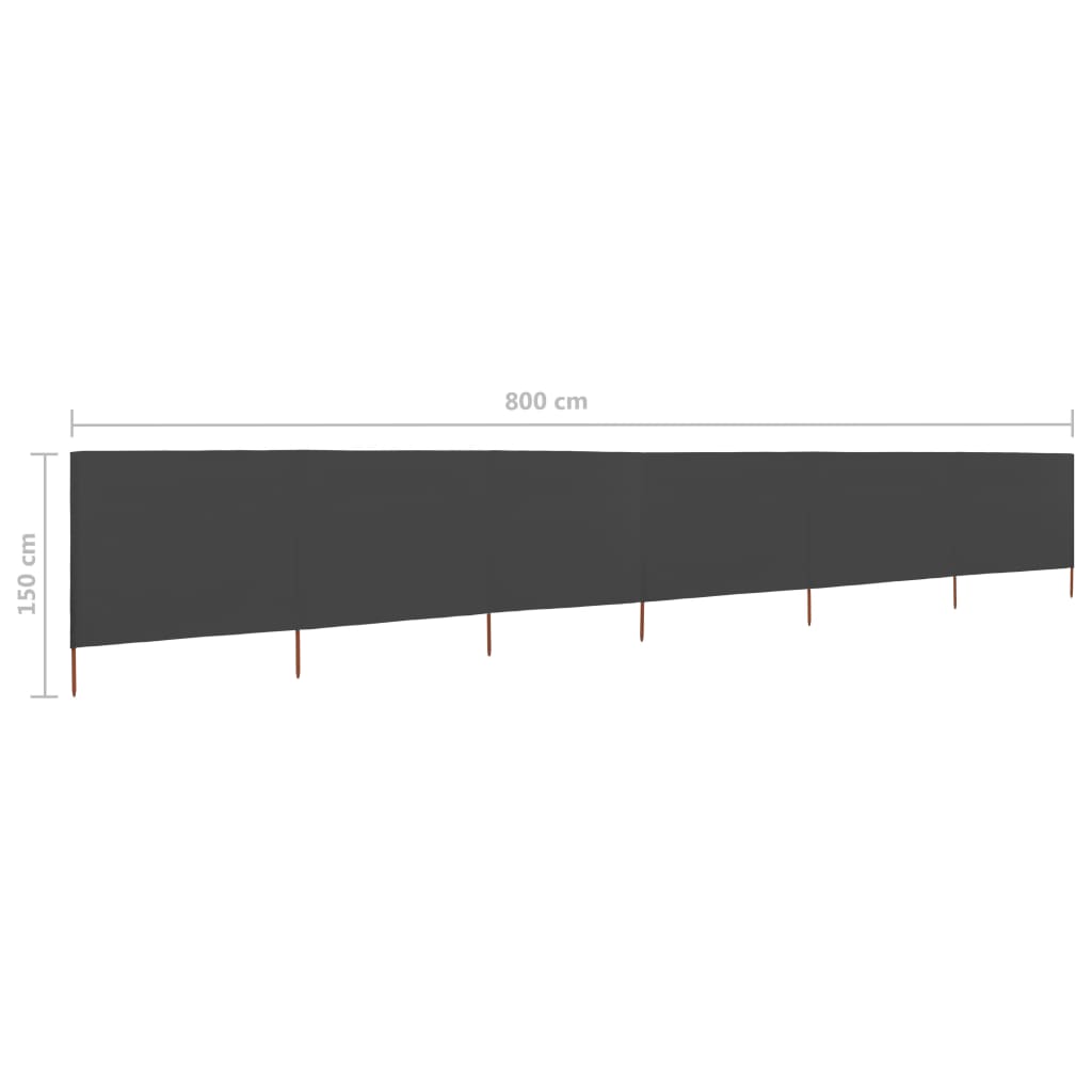 6-teiliges Windschutzgewebe 800 x 120 cm Anthrazit