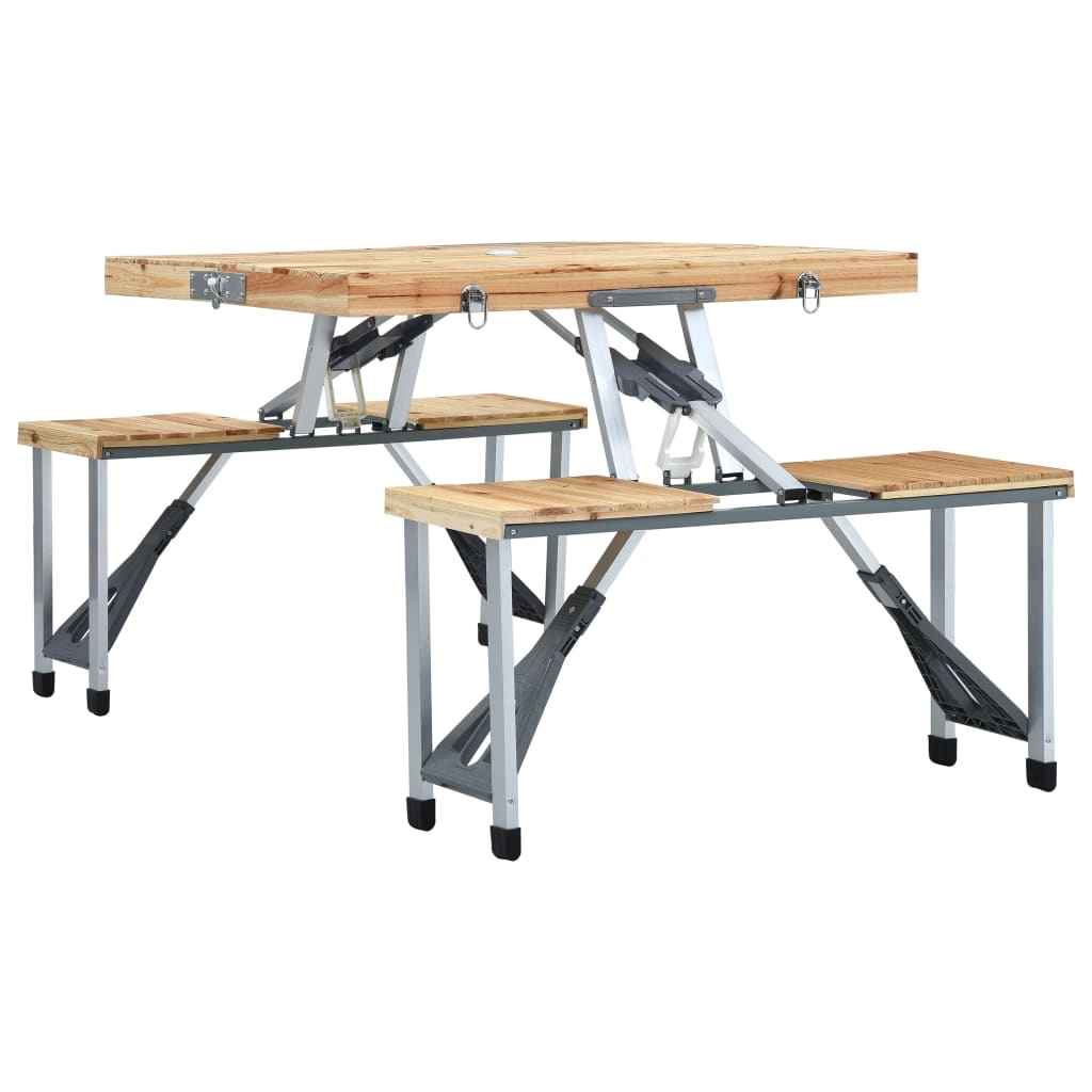 Klappbarer Campingtisch mit 4 Sitzen Stahl Aluminium
