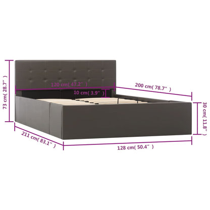 Stauraumbett Hydraulisch Grau Kunstleder 120×200 cm