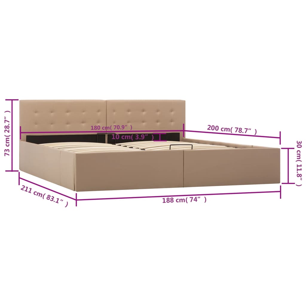 Stauraumbett Hydraulisch Cappuccino-Braun Kunstleder 180×200 cm