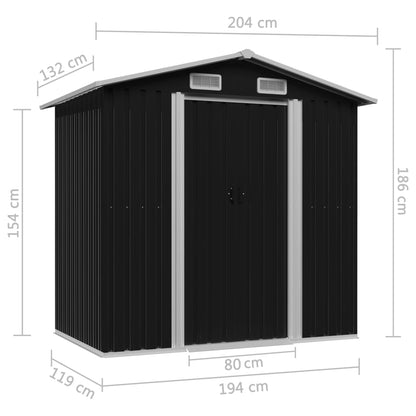 Gartenschuppen Anthrazit Stahl 204 x 132 x 186 cm