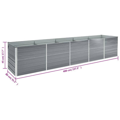 Garten-Hochbeet Verzinkter Stahl 400x80x45 cm Grau