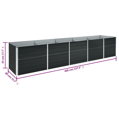 Garten-Hochbeet Verzinkter Stahl 400x80x45 cm Anthrazit